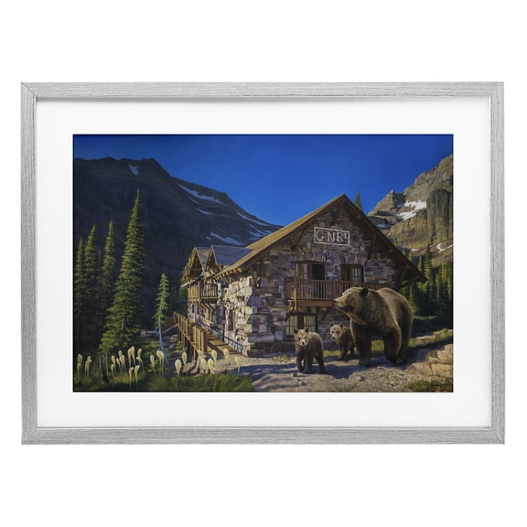 Stupell Industries Forest Cabin & Bears Gray Framed Print Under Glass, design by James Corwin