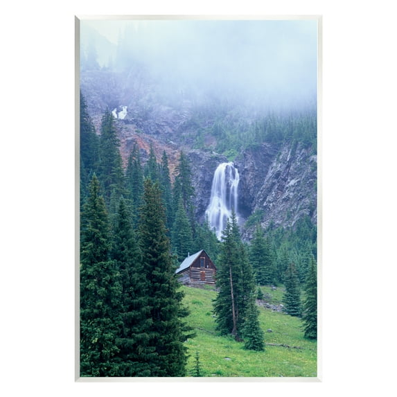 Stupell Industries Forest Cabin Waterfall Fog Landscape Photography Unframed Art Print Wall Art