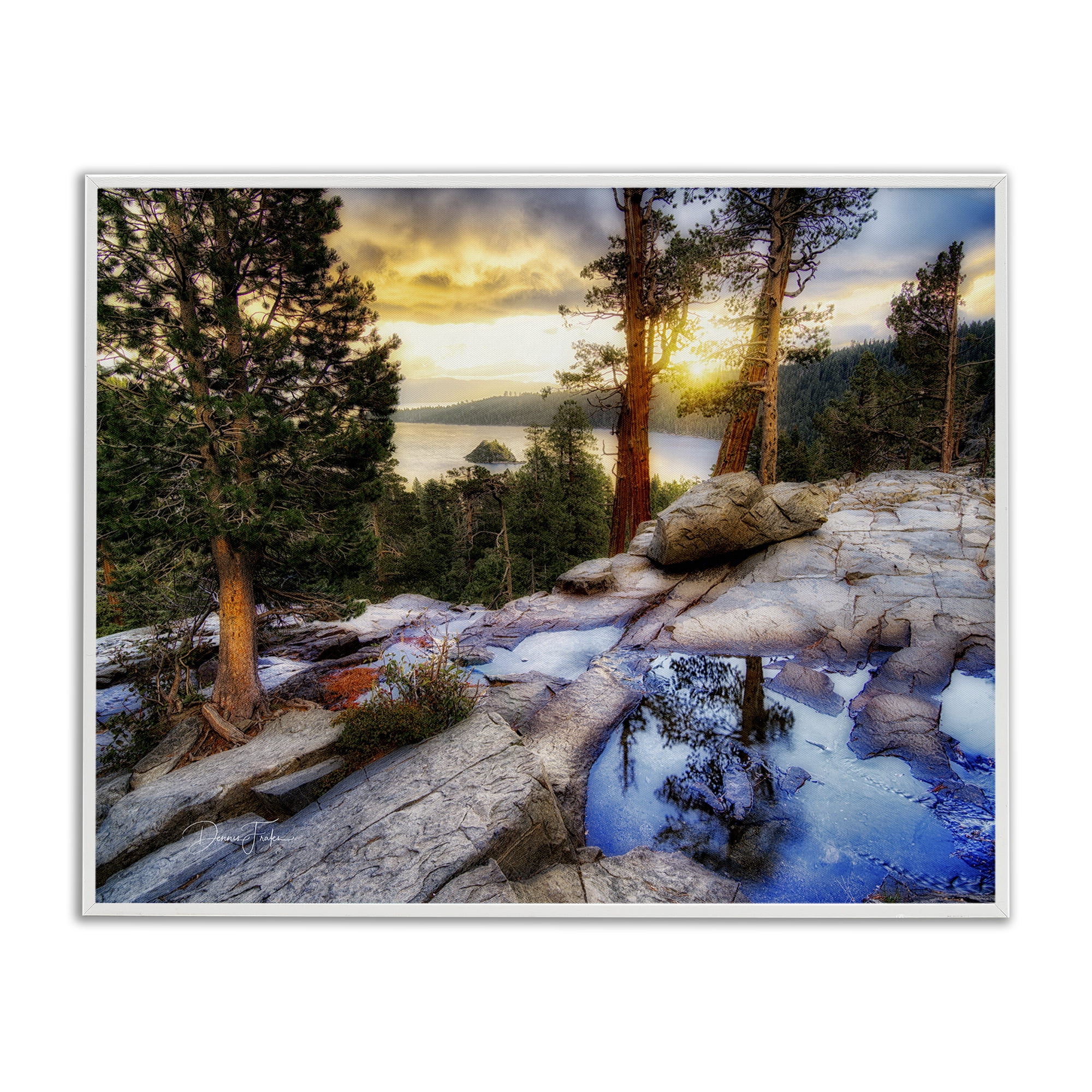 Stupell Industries Forest Cliff Landscape Landscape & Nature Painting White Framed Art Print Wall Art, 30 x 24