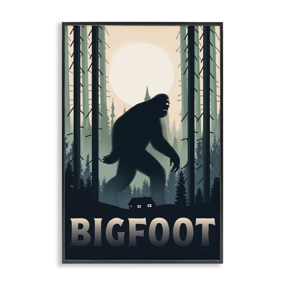 Stupell Industries Traditional Forest Creature Cabin in Woods Black Framed Giclee Art, 12 x 18, by Omar Escalante