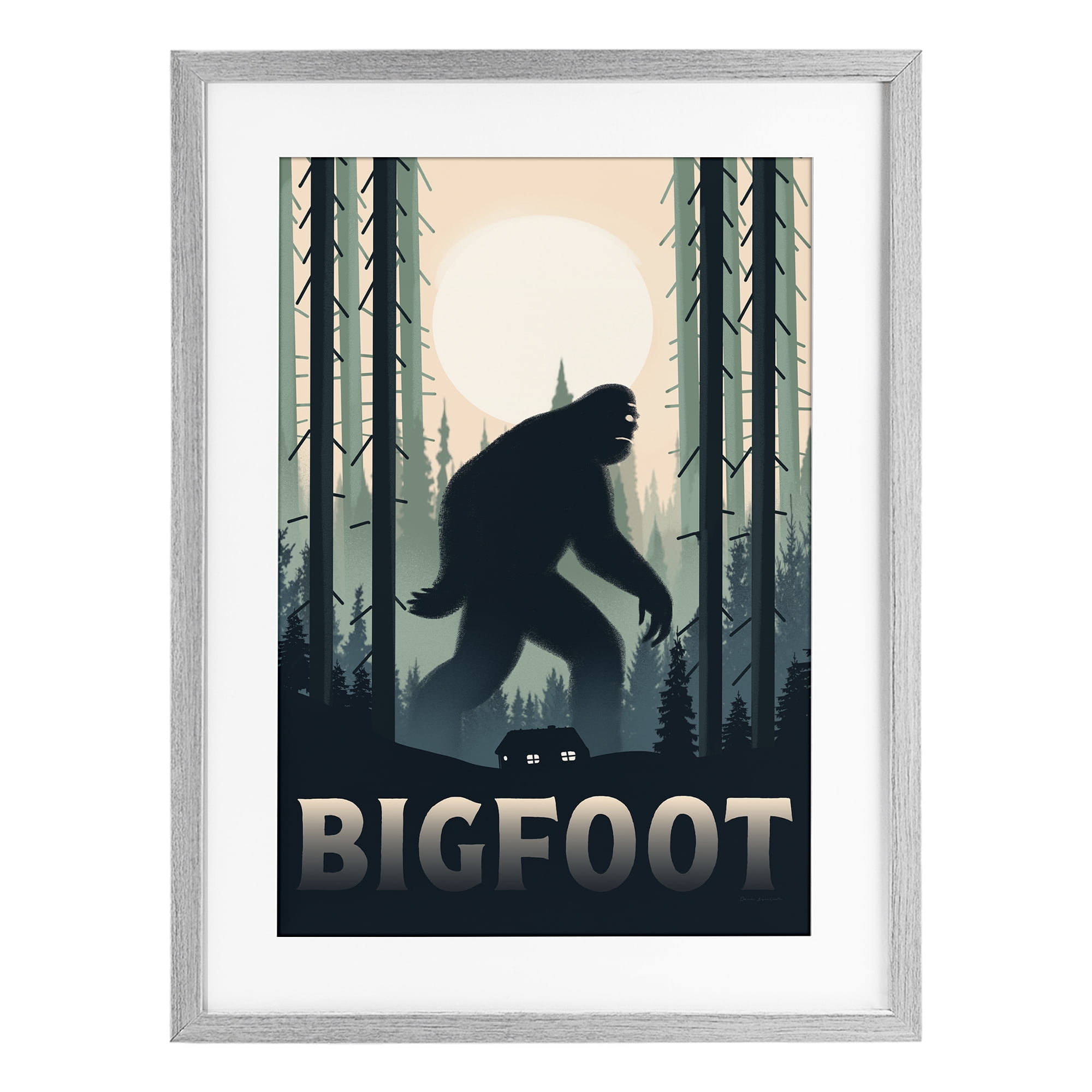 Stupell Industries Forest Creature Cabin in Woods Gray Framed Print Under Glass, design by Omar Escalante