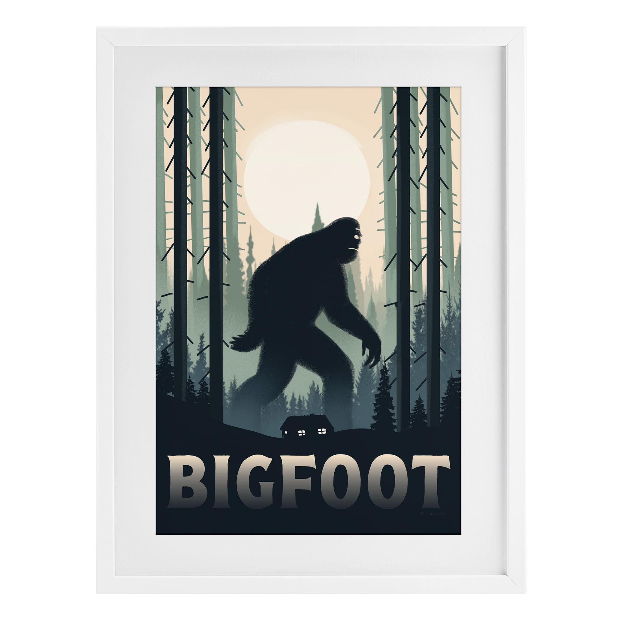 Stupell Industries Forest Creature Cabin in Woods White Framed Print Under Glass, design by Omar Escalante
