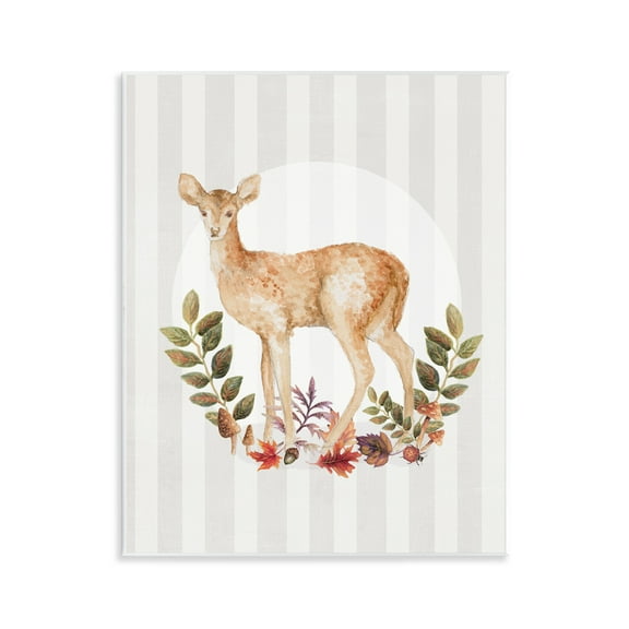 Stupell Industries Forest Fawn on Stripes Animals & Insects Painting Unframed Art Print Wall Art, 11 x 14