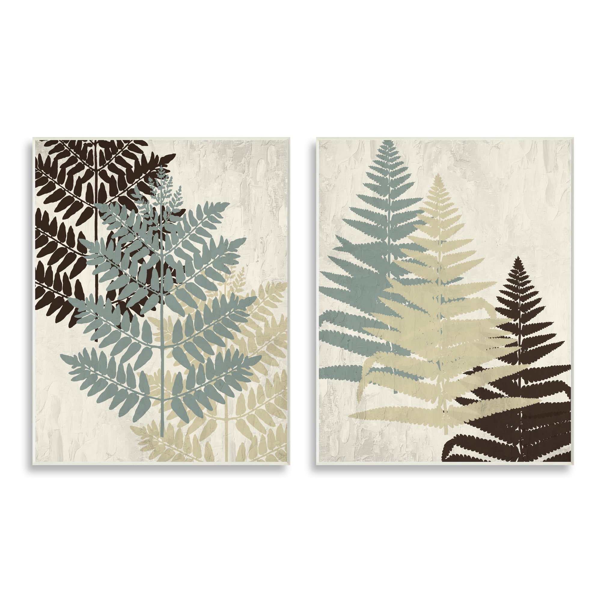 Stupell Industries Forest Fern Branches Layered Plants Neutral Tones Botanical & Floral Painting Unframed Art Print Wall Art, 10 x 15, Set of 2