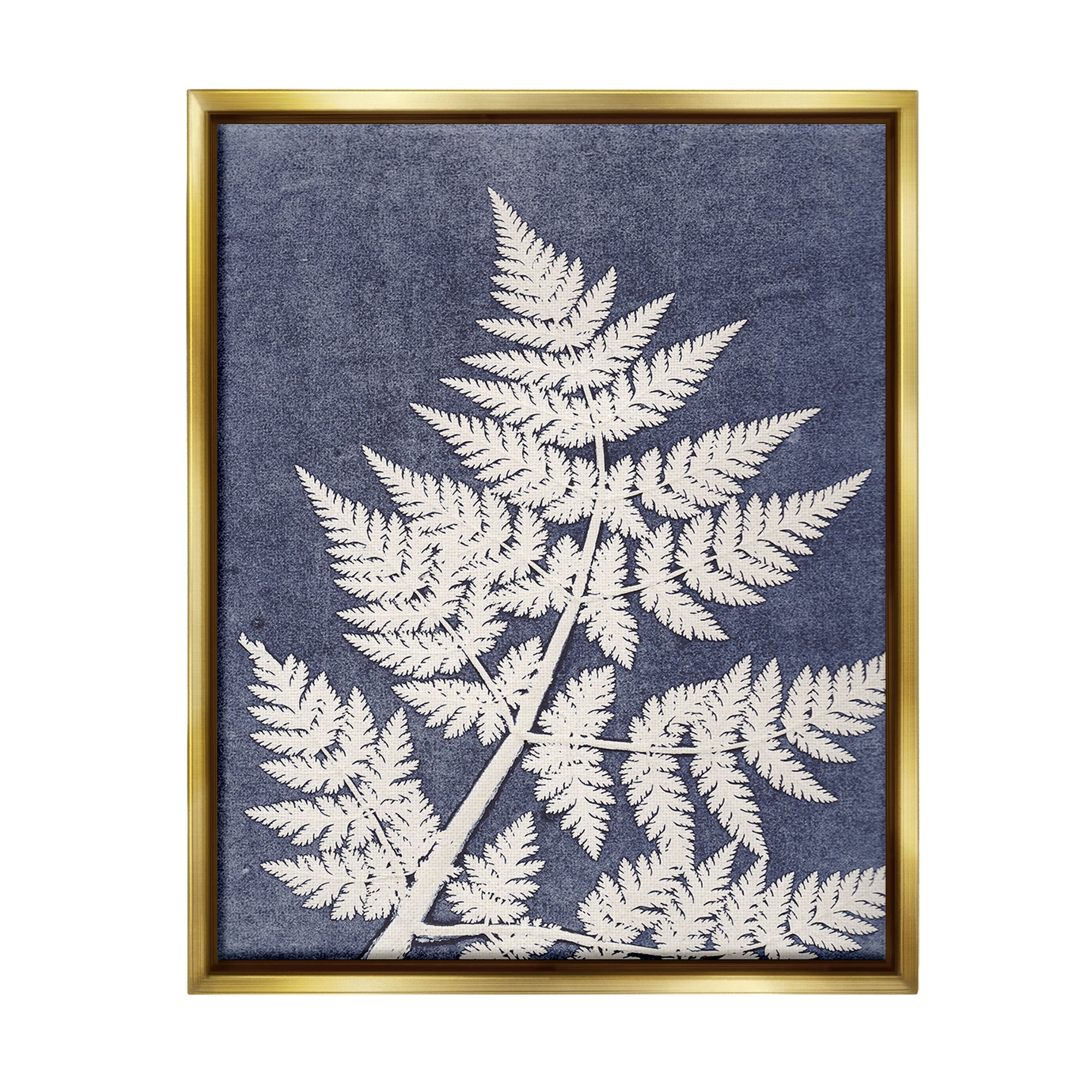 Stupell Industries Forest Fern Silhouette Botanical & Floral Painting Gold Floater Framed Canvas Art Print Wall Art, 25 x 31