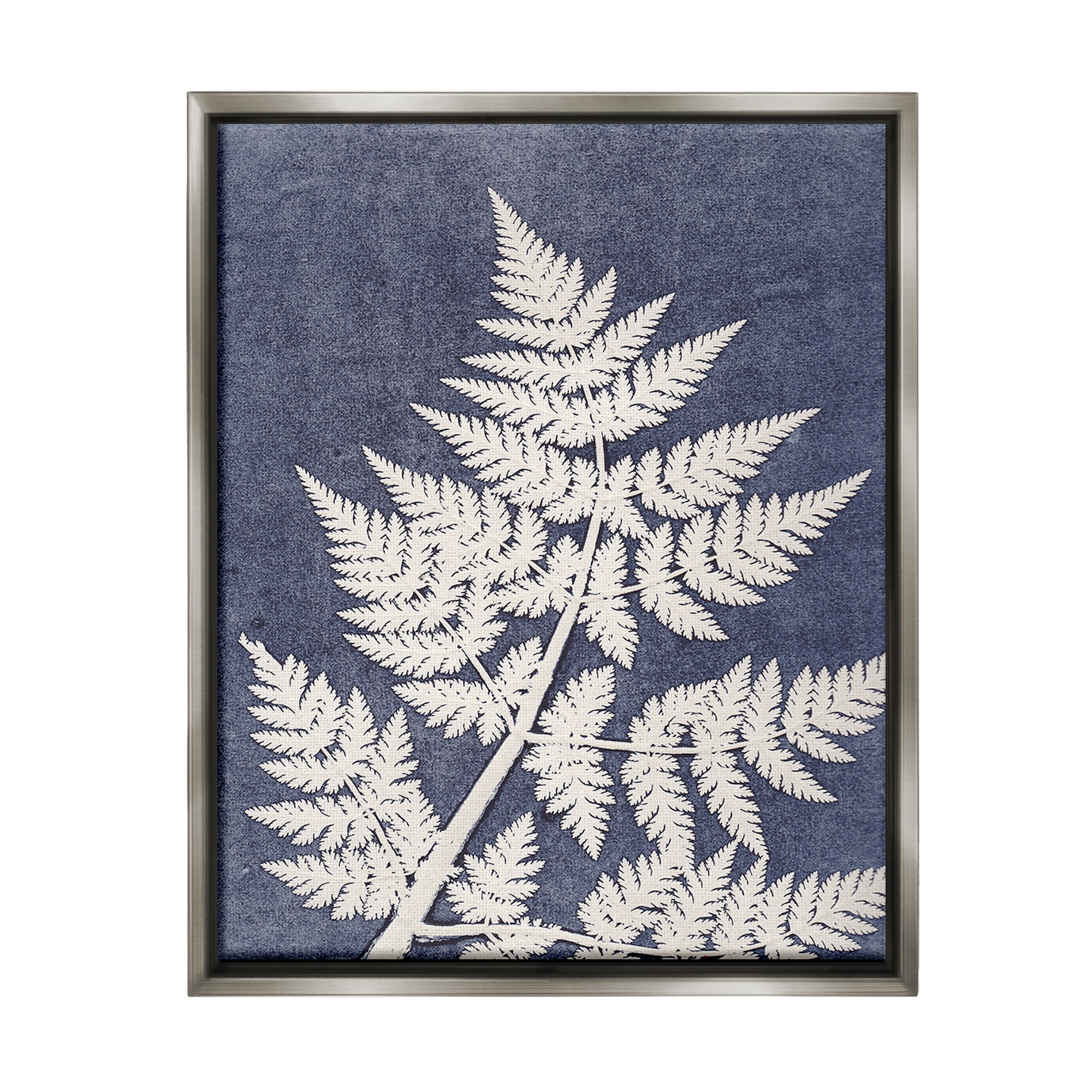Stupell Industries Forest Fern Silhouette Botanical & Floral Painting Gray Floater Framed Canvas Art Print Wall Art, 25 x 31