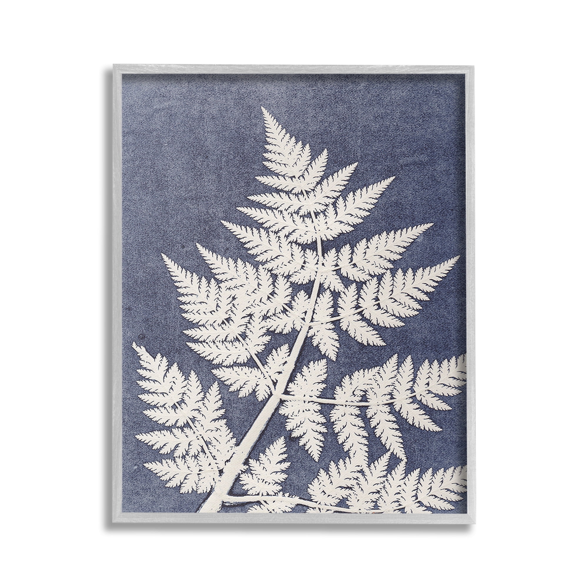 Stupell Industries Forest Fern Silhouette Botanical & Floral Painting Gray Framed Art Print Wall Art, 16 x 20