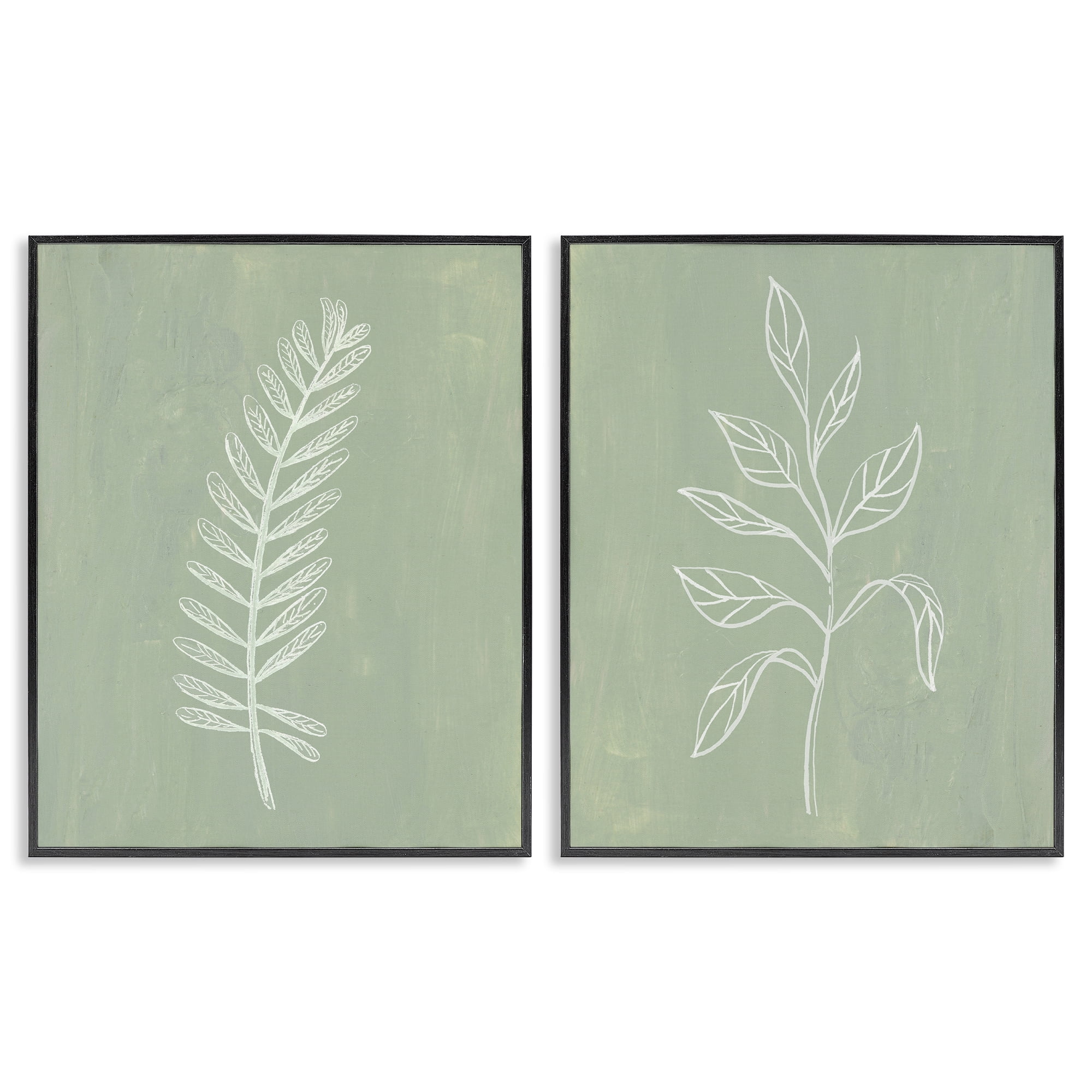 Stupell Industries Forest Fern Sprigs Floral & Botanical Painting Black Framed Art Print Wall Art, 11 x 14, Set of 2