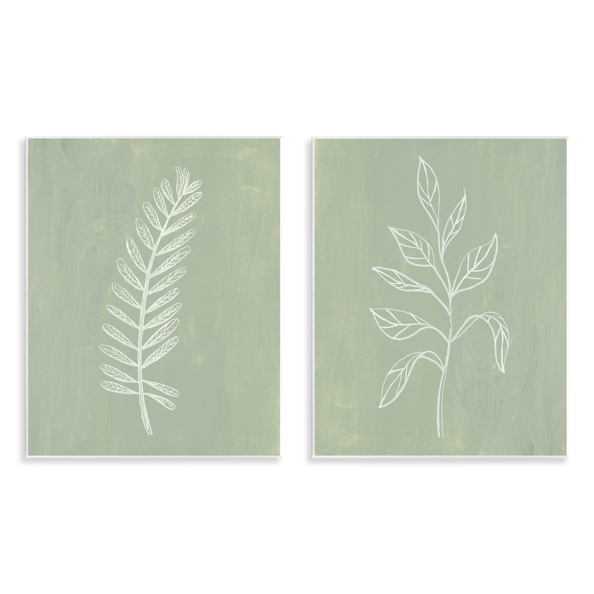 Stupell Industries Forest Fern Sprigs Floral & Botanical Painting Unframed Art Print Wall Art, 11 x 14, Set of 2