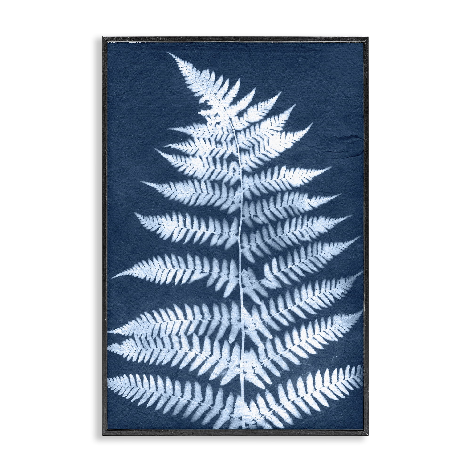 Stupell Industries Forest Fern in Blue Botanical & Floral Painting Black Framed Art Print Wall Art, 16 x 24