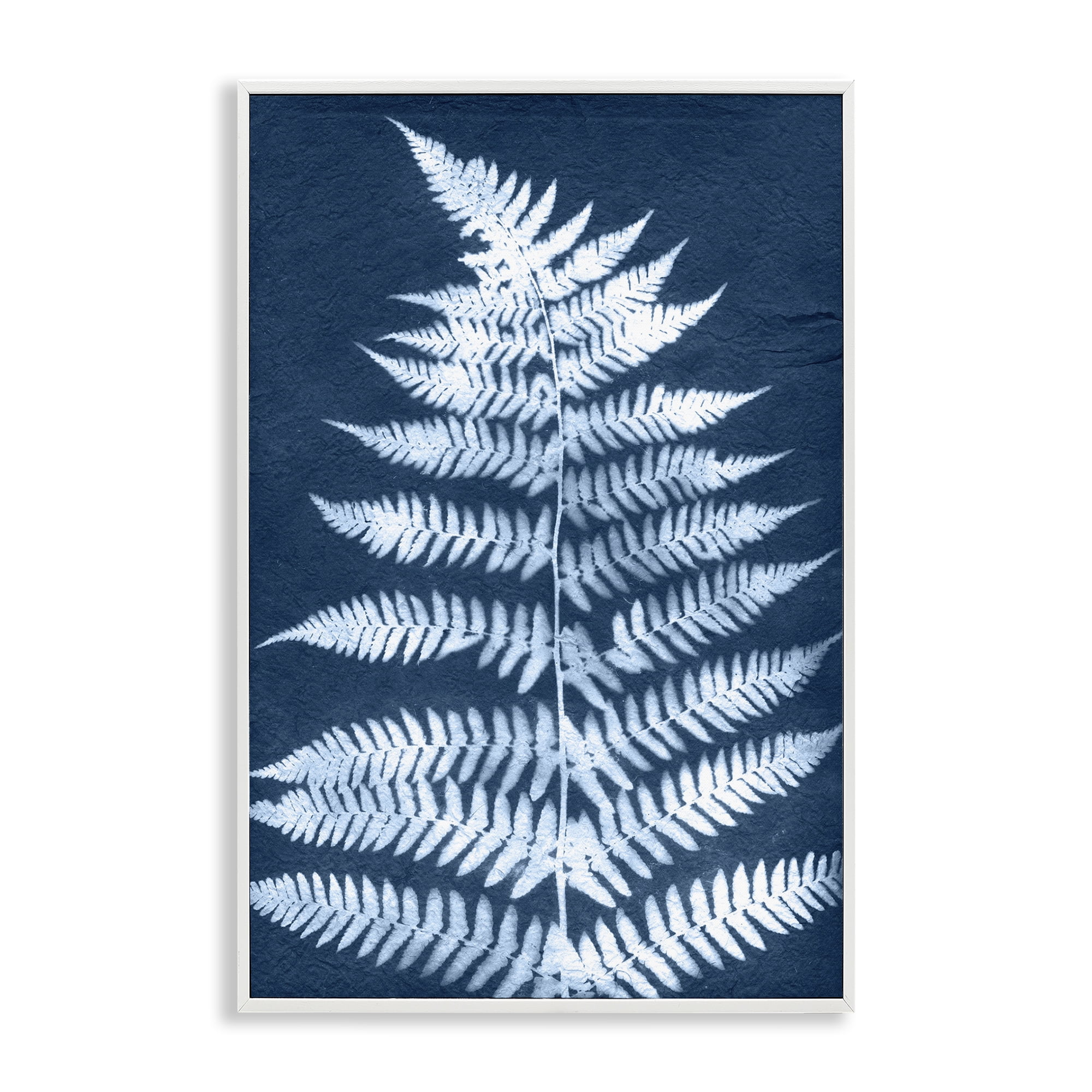 Stupell Industries Forest Fern in Blue Botanical & Floral Painting White Framed Art Print Wall Art, 20 x 30