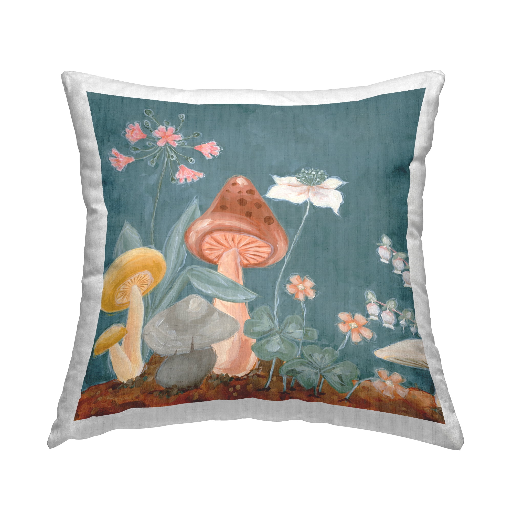 Stupell Industries Forest Floor Mushrooms Decorative Printed Throw Pillow Design by JG Studios.
