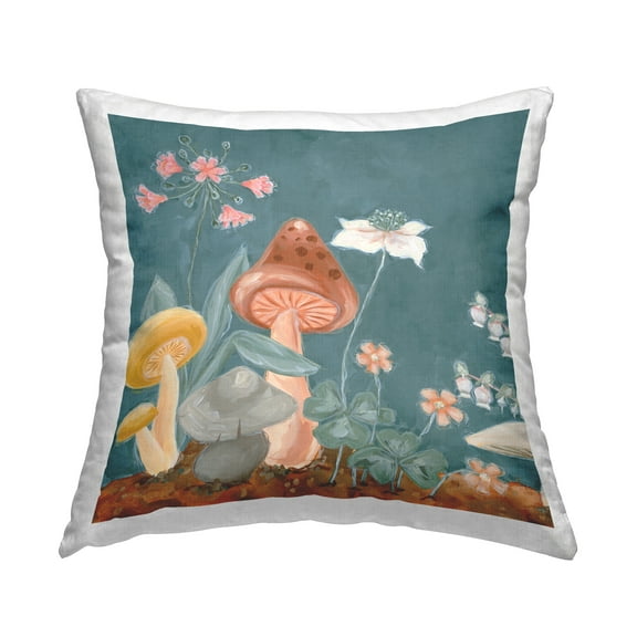 Stupell Industries Forest Floor Mushrooms Decorative Printed Throw Pillow Design by JG Studios.