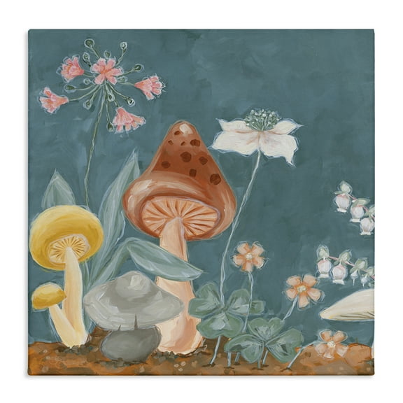 Stupell Industries Forest Floor Mushrooms Plants & Flowers Painting Wrapped Canvas Art Print Wall Art, 17 x 17