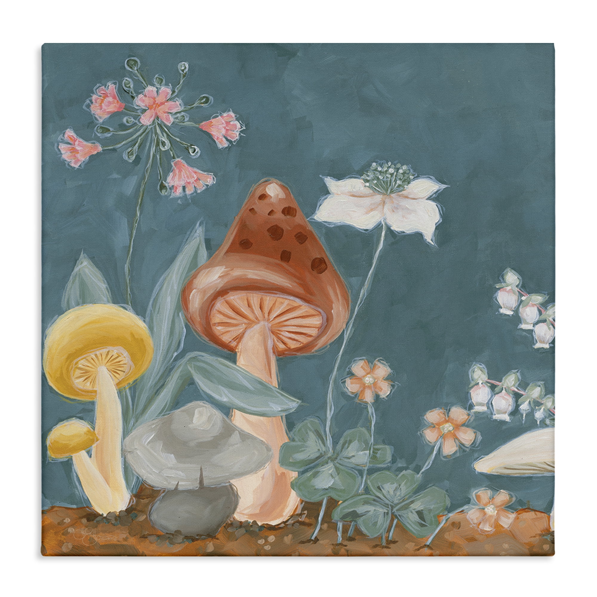 Stupell Industries Forest Floor Mushrooms Plants & Flowers Painting Wrapped Canvas Art Print Wall Art, 24 x 24
