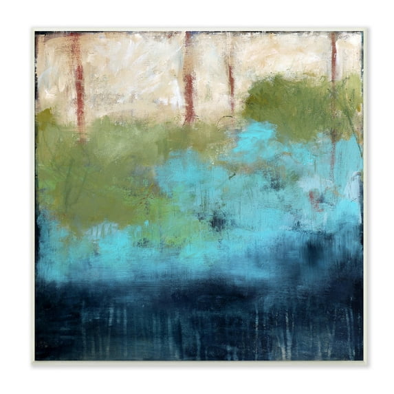 Stupell Industries Forest Floor River Abstraction Blue Green Brown Abstract Painting Unframed Art Print Wall Art, 12 x 12