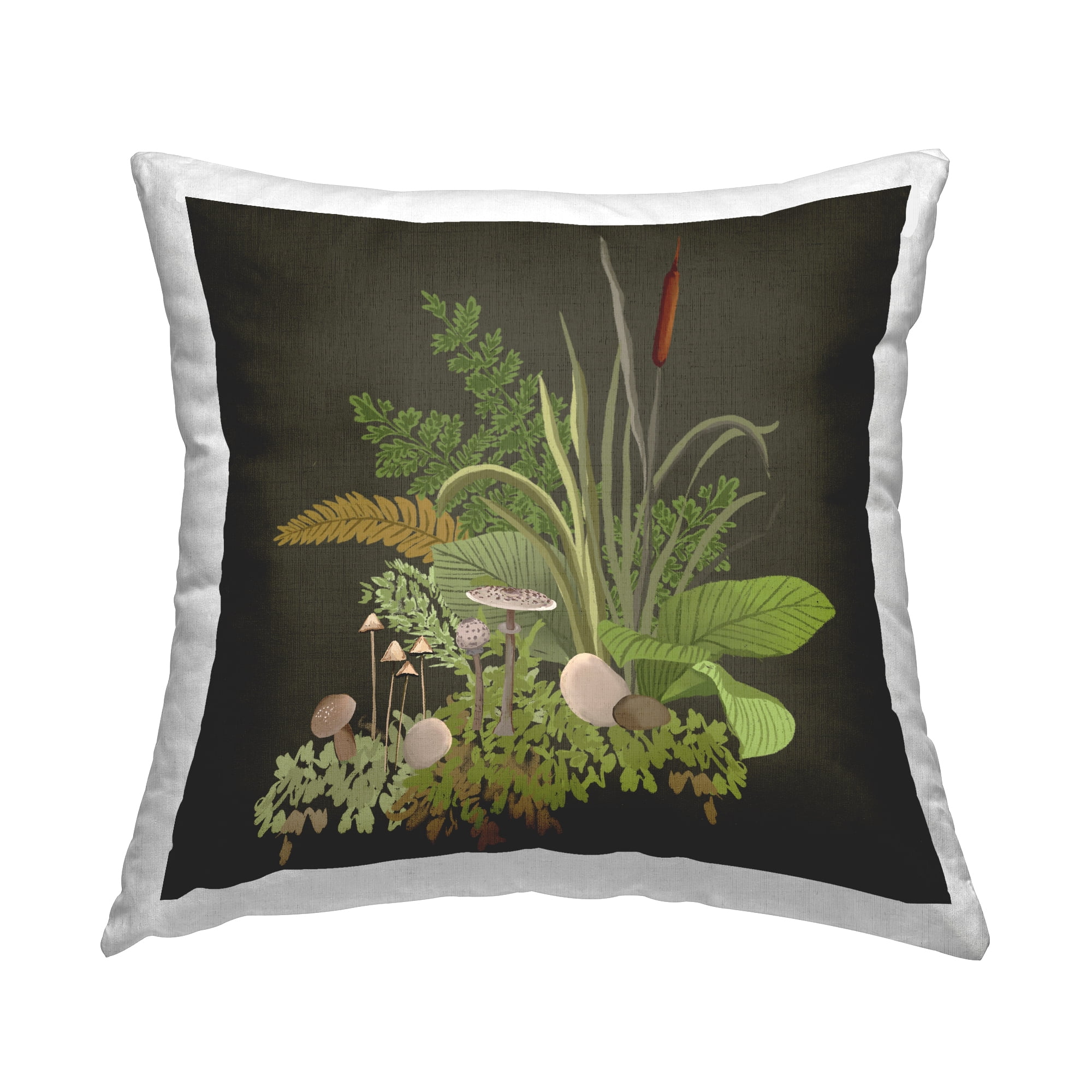 Stupell Industries Forest Foliage and Rustic Mushrooms over Grey Country Multi-Color,18 x 7 x 18 Decorative Pillows