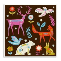 Stupell Industries Forest Folk Animals with Florals Animals Painting Unframed Art Print Wall Art, 12 x 12