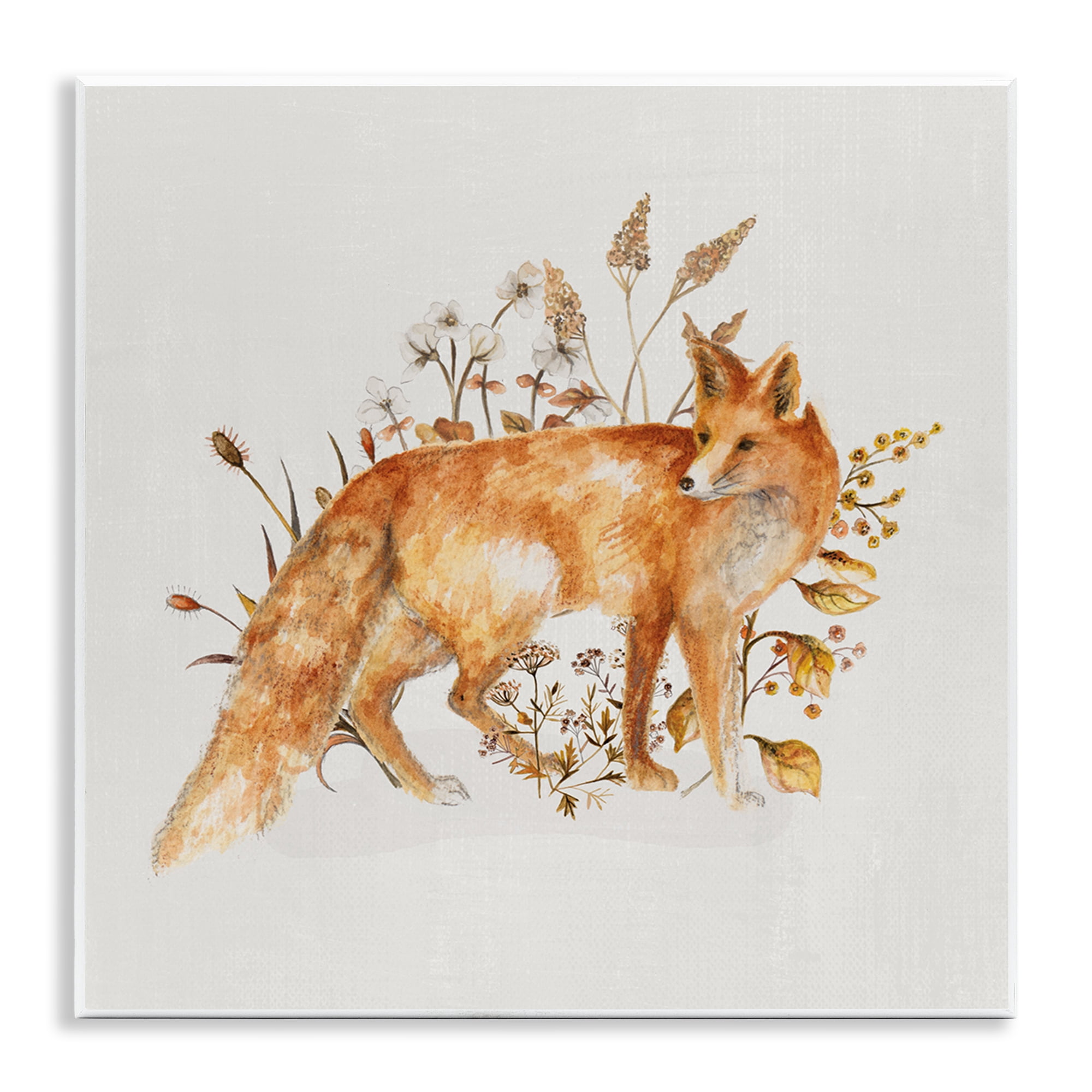 Stupell Industries Forest Fox & Botanicals Animals & Insects Painting Unframed Art Print Wall Art, 12 x 12