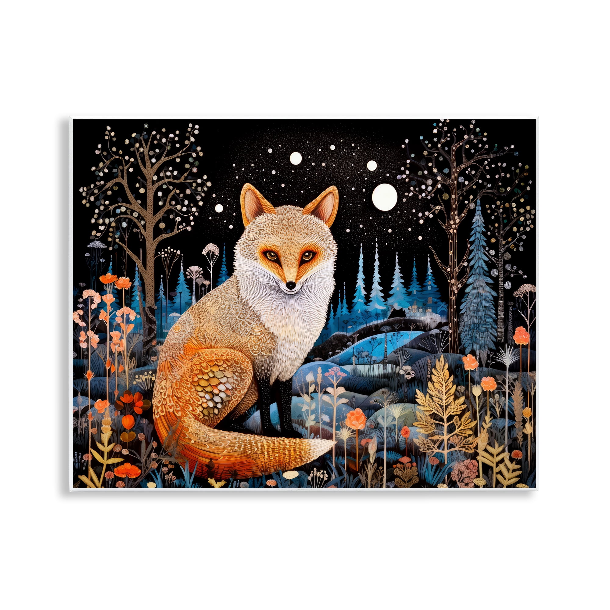 Stupell Industries Forest Fox in Nature Animals & Insects Painting Unframed Art Print Wall Art, 14 x 11