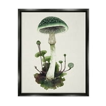 Stupell Industries Forest Green Mushroom Botanical & Floral Painting Black Floater Framed Canvas Art Print Wall Art, 17 x 21