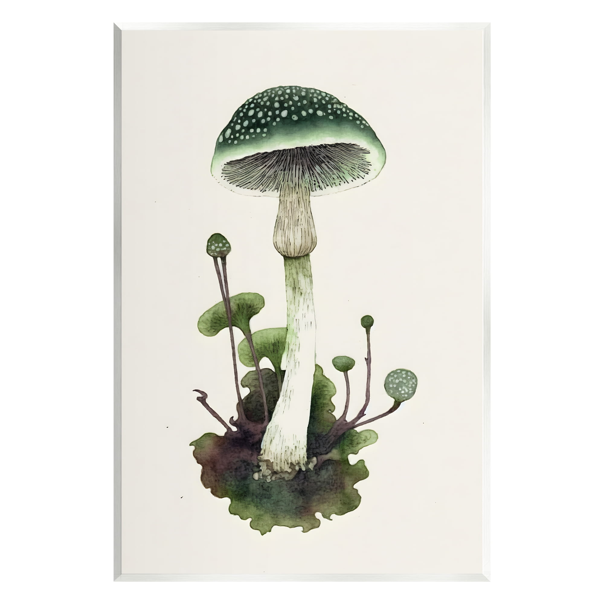 Stupell Industries Forest Green Mushroom Botanical & Floral Painting Unframed Art Print Wall Art, 13 x 19