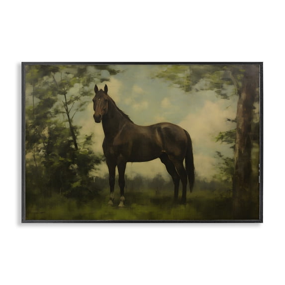 Stupell Industries Traditional Forest Horse Portrait Black Framed Giclee Art, 18 x 12, by Petals Prints Design