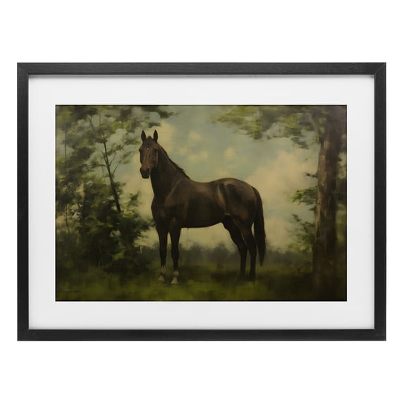 Stupell Industries Traditional Forest Horse Portrait Black Framed Print Under Glass, 20 x 14, by Petals Prints Design
