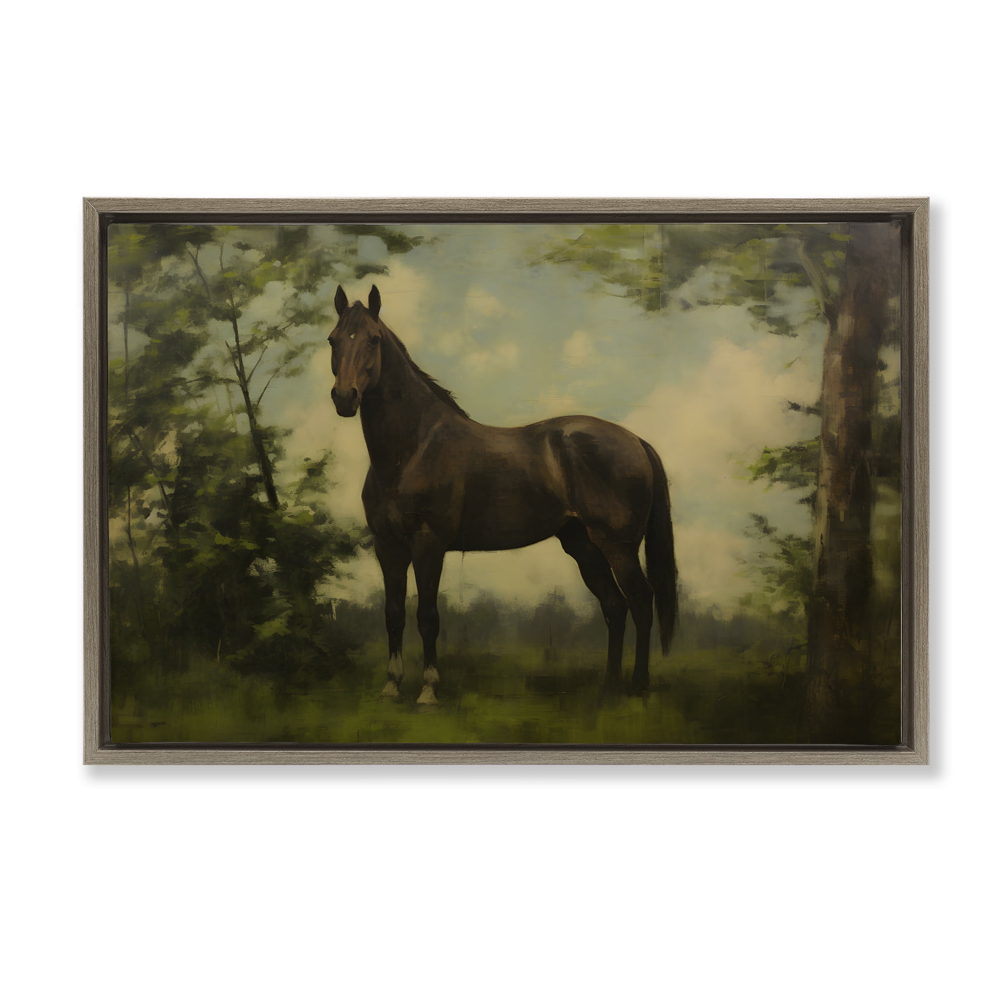 Stupell Industries Forest Horse Portrait Brown Framed Floater Canvas Wall Art, design by Petal Prints Design