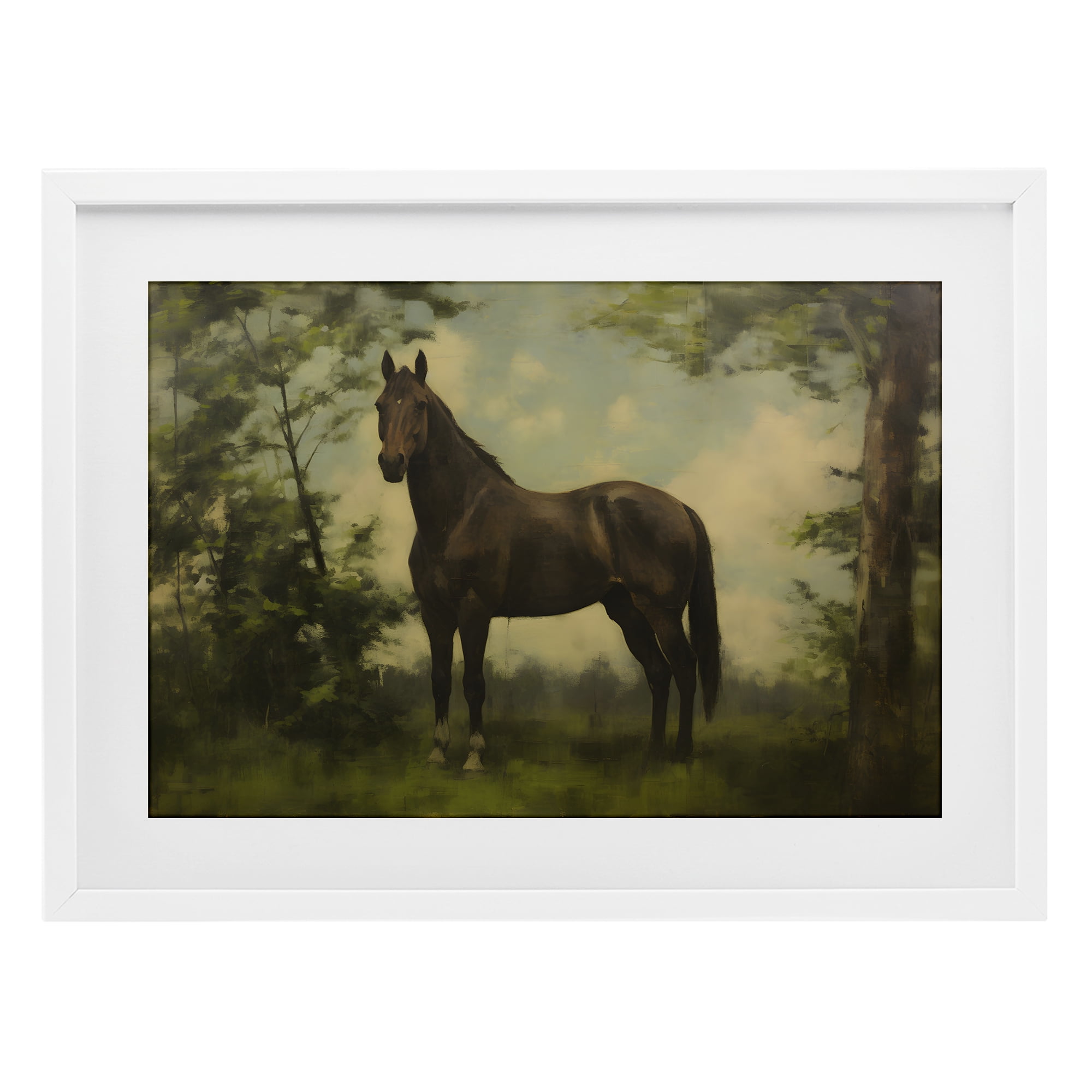 Stupell Industries Forest Horse Portrait White Framed Print Under Glass, design by Petal Prints Design