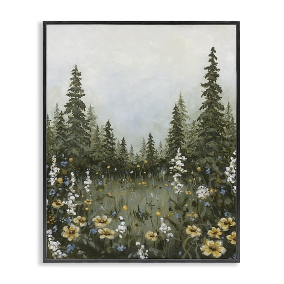 Stupell Industries Forest Meadow Clearing Landscape & Nature Painting Black Framed Art Print Wall Art, 11 x 14