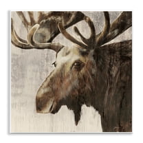 Stupell Industries Forest Moose Distressed Animals Painting Unframed Art Print Wall Art, 12 x 12