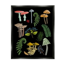 Stupell Industries Forest Mushrooms & Plants Botanical & Floral Painting Black Floater Framed Canvas Art Print Wall Art, 17 x 21