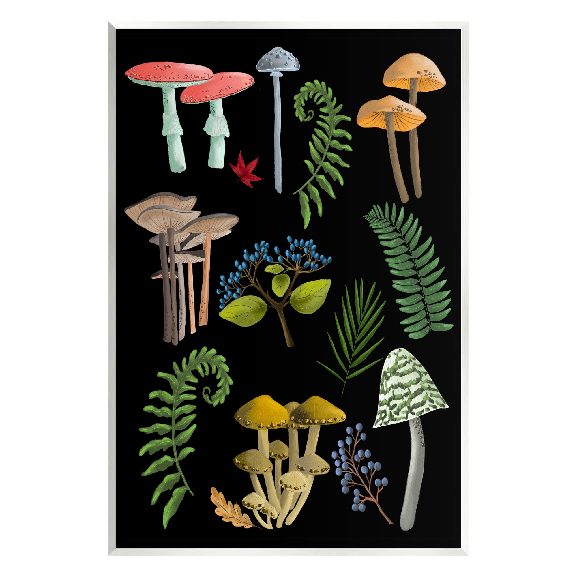 Stupell Industries Forest Mushrooms & Plants Botanical & Floral Painting Unframed Art Print Wall Art, 10 x 15