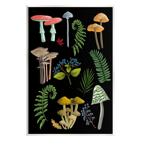 Stupell Industries Forest Mushrooms & Plants Botanical & Floral Painting Unframed Art Print Wall Art, 13 x 19