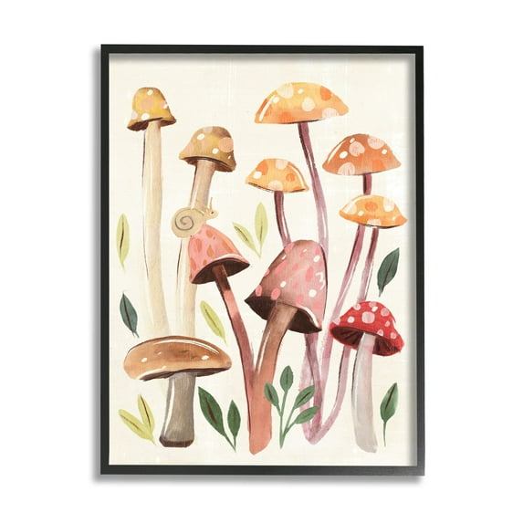 Stupell Industries Forest Mushrooms Sprouting Nature Botanical & Floral Painting Black Framed Art Print Wall Art