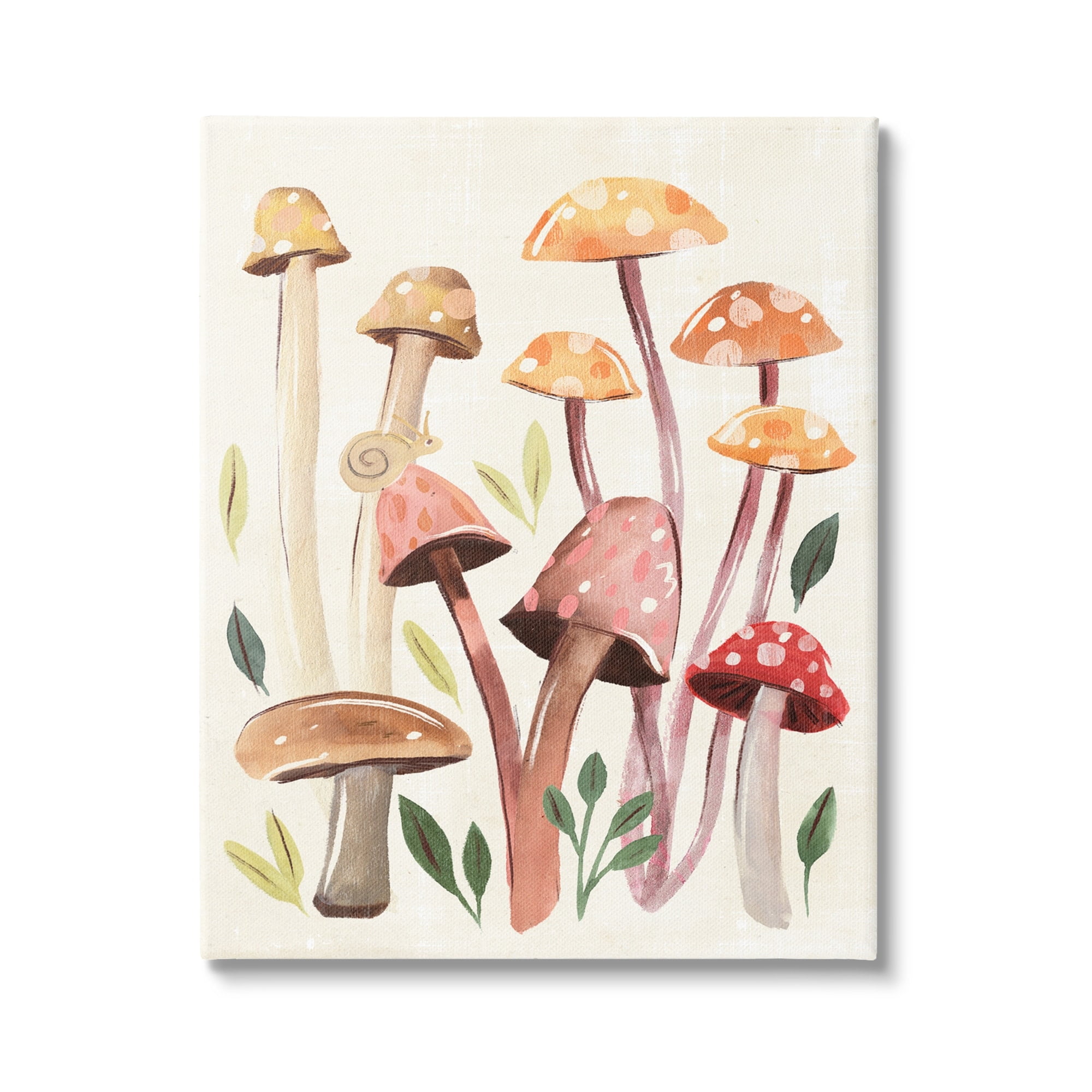 Stupell Industries Forest Mushrooms Sprouting Nature Botanical & Floral Painting Gallery Wrapped Canvas Print Wall Art
