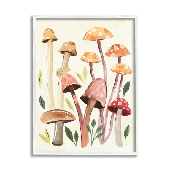 Stupell Industries Forest Mushrooms Sprouting Nature Botanical & Floral Painting White Framed Art Print Wall Art