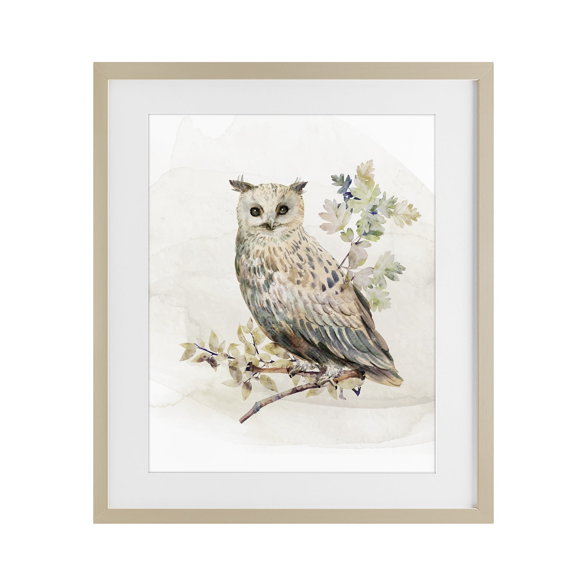 Stupell Industries Forest Owl with Foliage Birch Framed Print Under Glass, design by CAD Designs