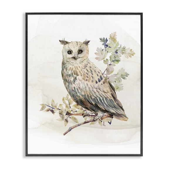 Stupell Industries Forest Owl with Foliage Black Framed Giclee Art, design by CAD Designs