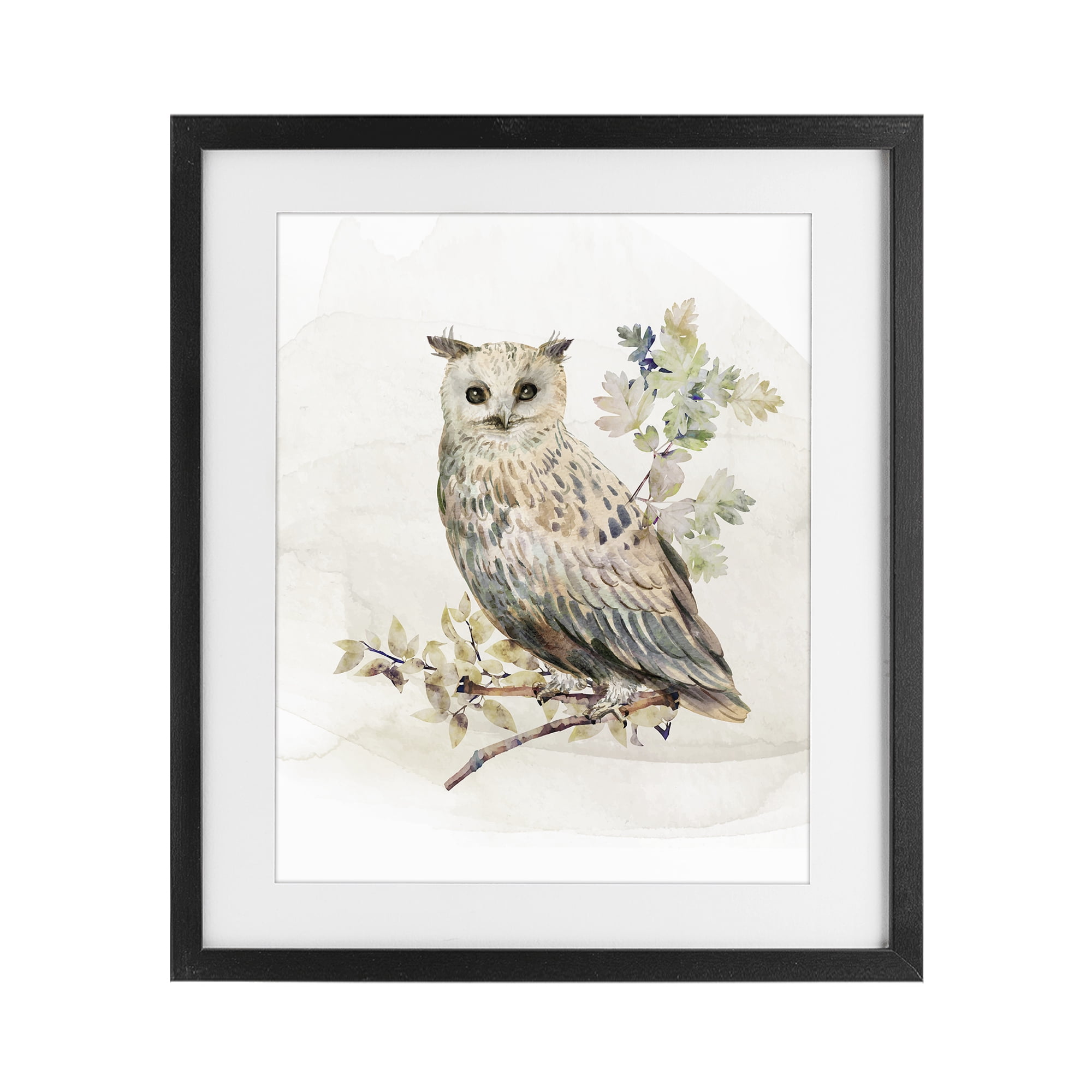 Stupell Industries Forest Owl with Foliage Black Framed Print Under Glass, design by CAD Designs