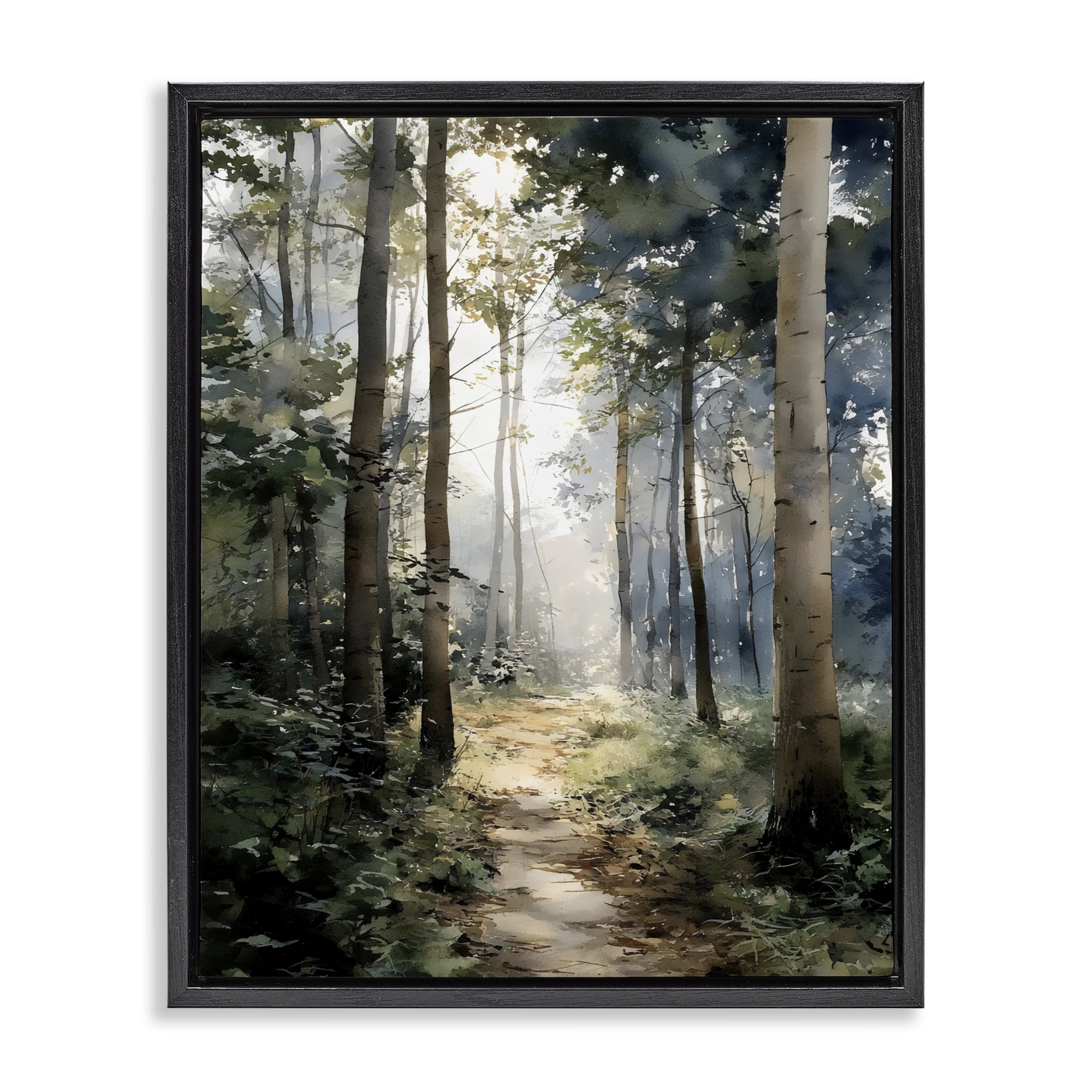 Stupell Industries Forest Path in Morning Black Framed Floater Canvas Wall Art, design by Franklyn Gregory
