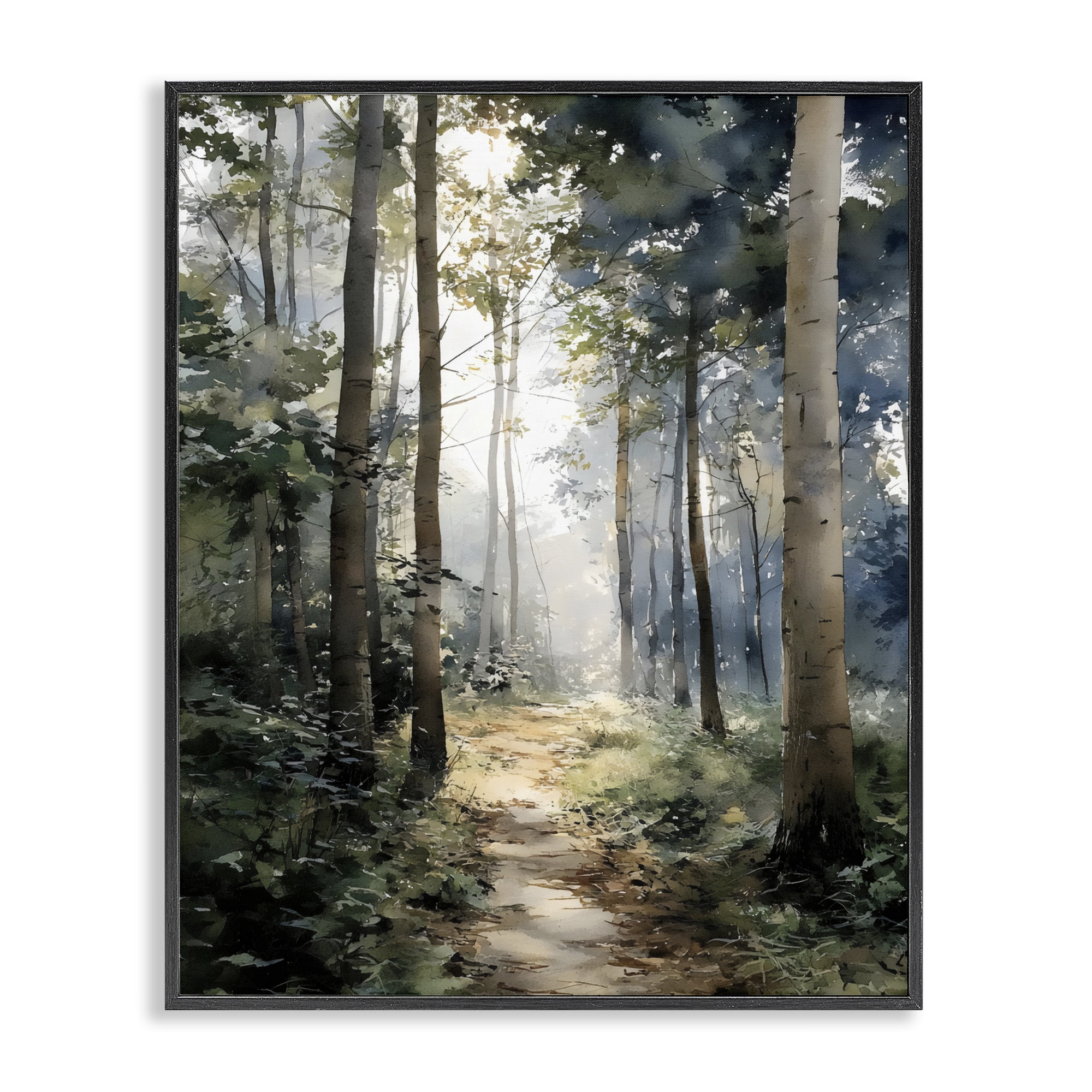 Stupell Industries Forest Path in Morning Black Framed Giclee Art, design by Franklyn Gregory
