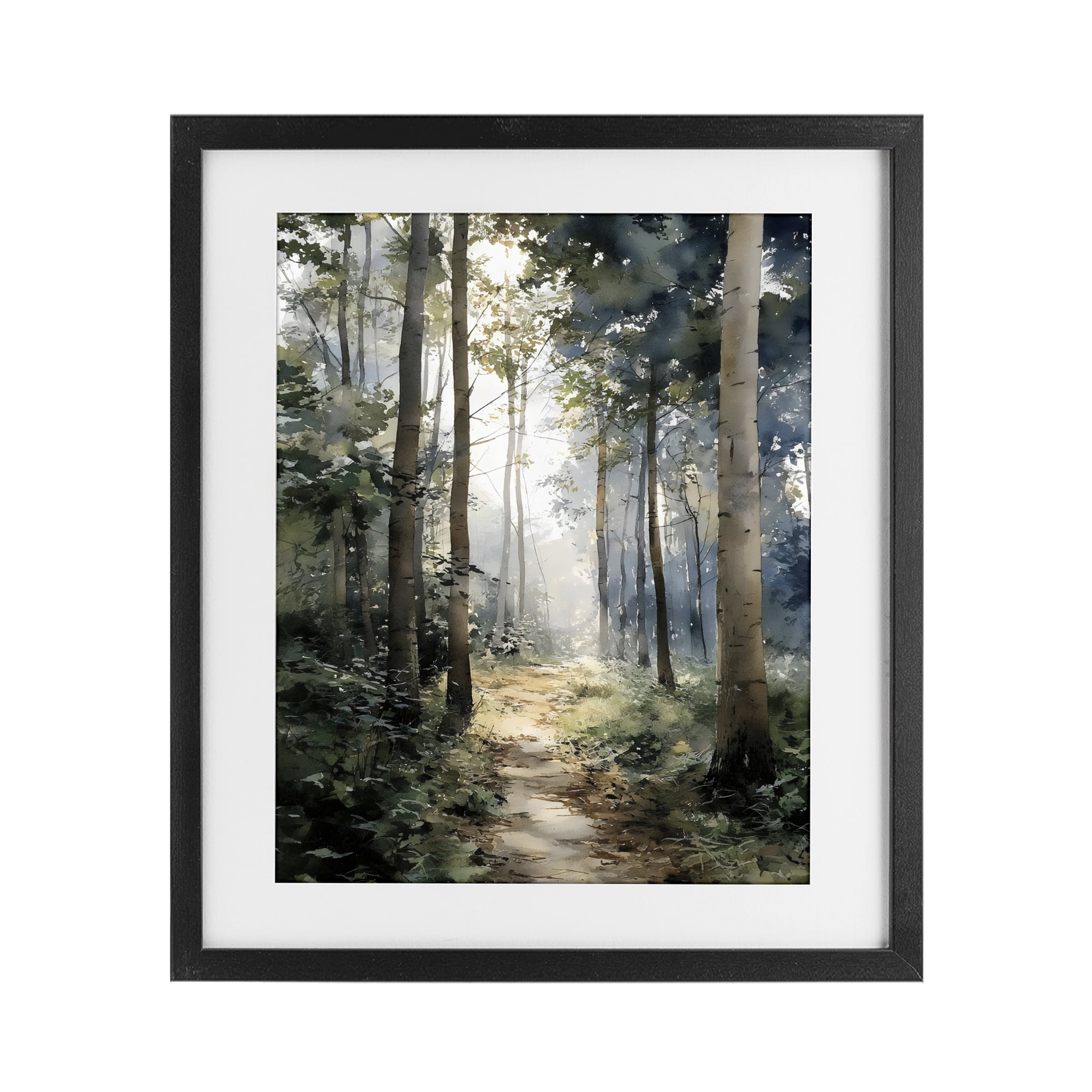 Stupell Industries Forest Path in Morning Black Framed Print Under Glass, design by Franklyn Gregory