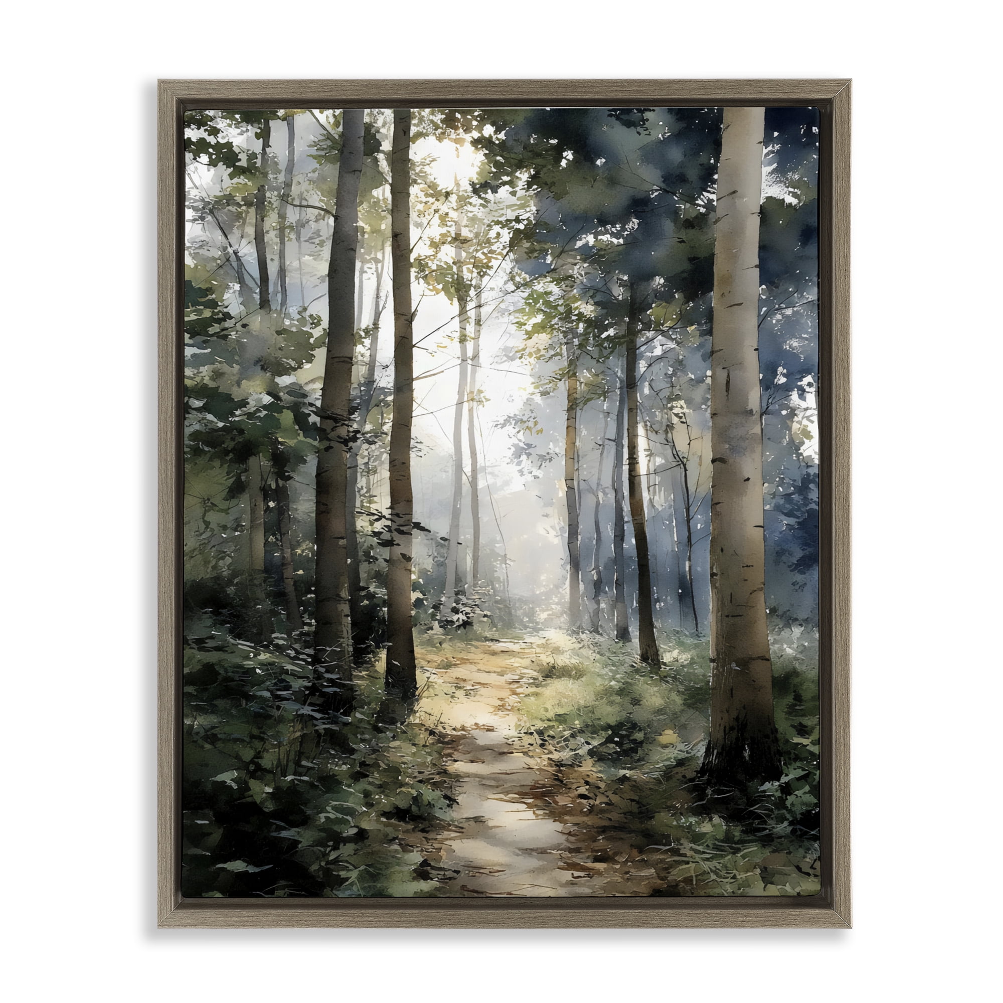 Stupell Industries Forest Path in Morning Brown Framed Floater Canvas Wall Art, design by Franklyn Gregory