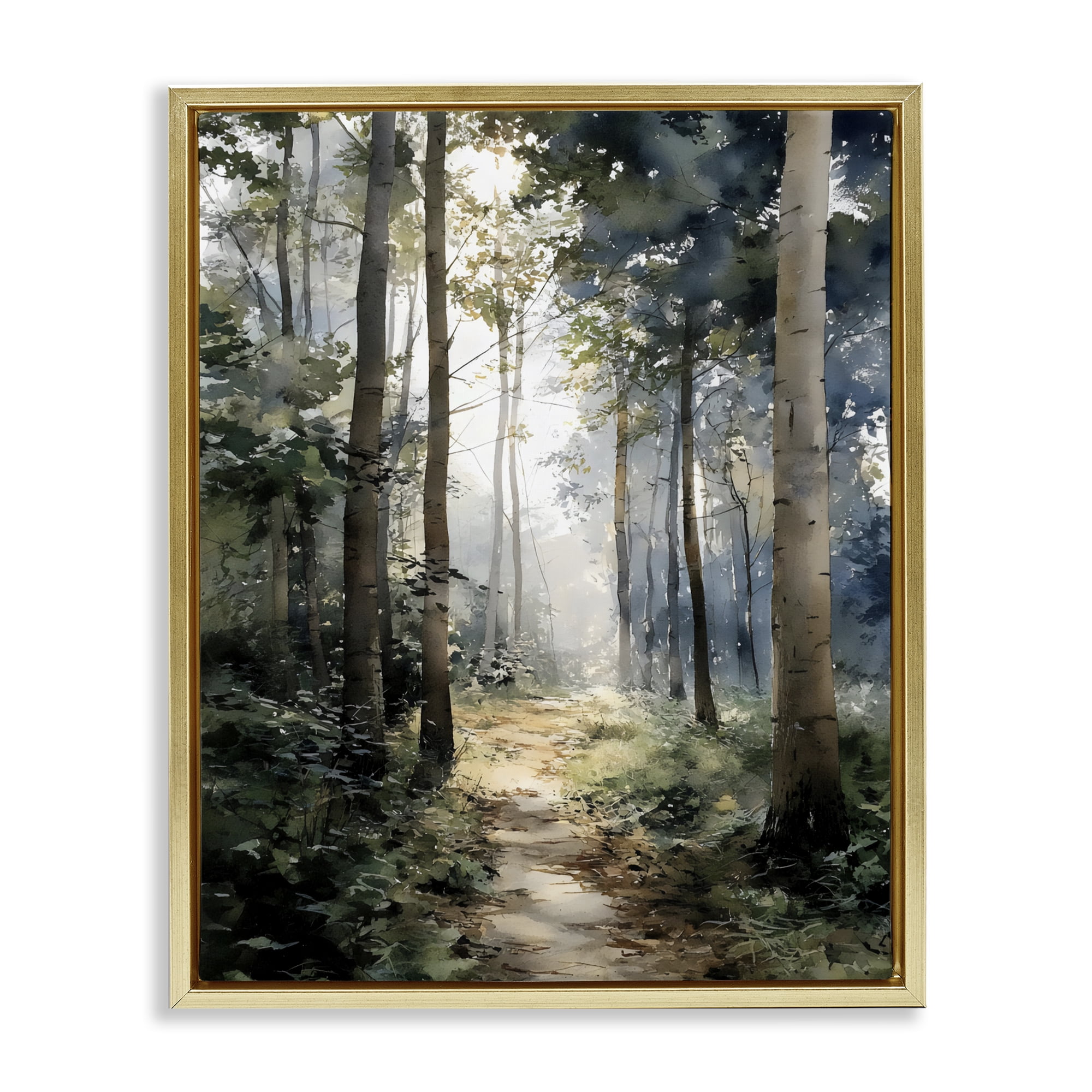 Stupell Industries Forest Path in Morning Gold Framed Floater Canvas Wall Art, design by Franklyn Gregory