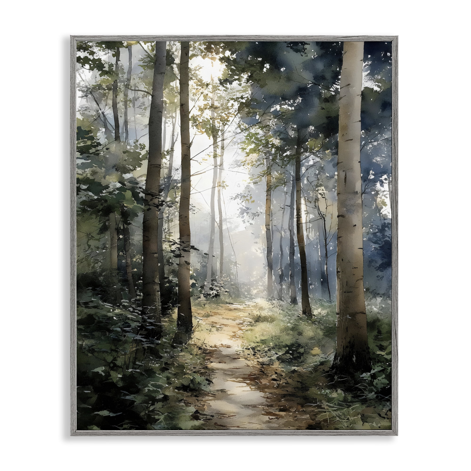Stupell Industries Forest Path in Morning Gray Framed Giclee Art, design by Franklyn Gregory