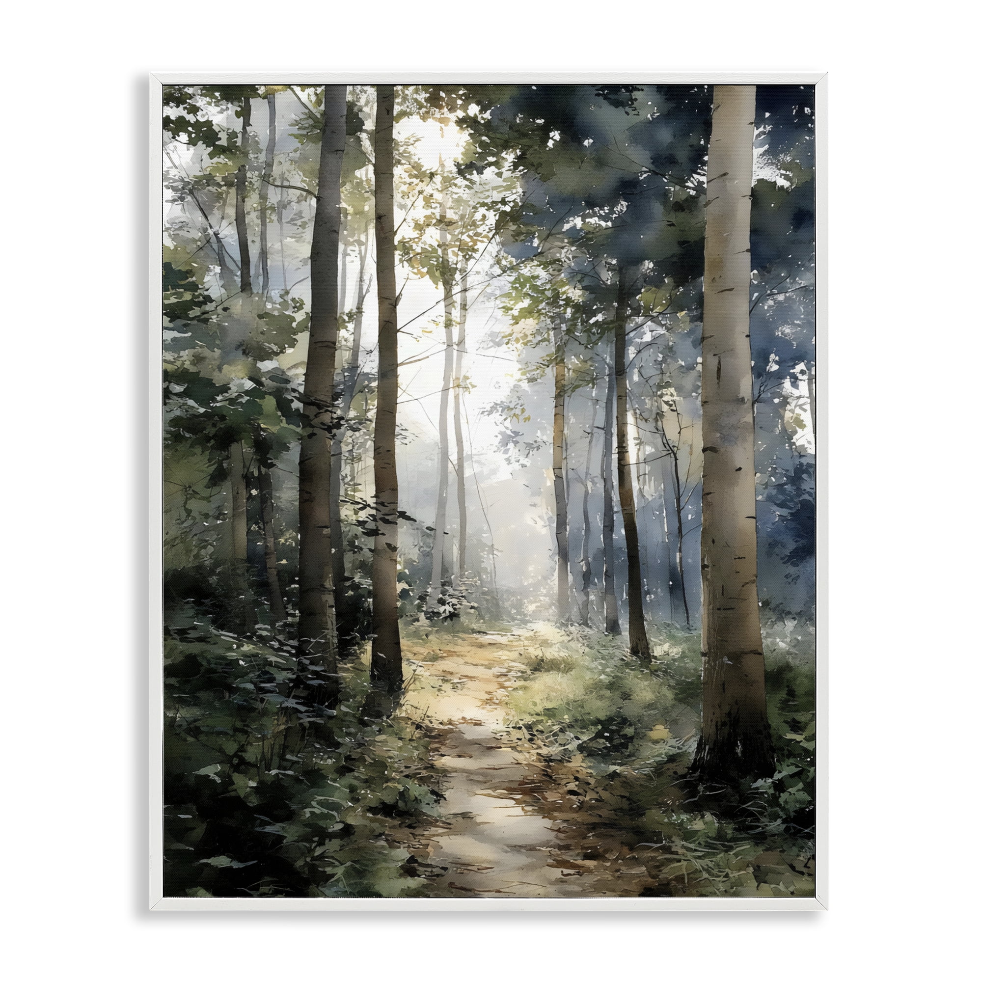 Stupell Industries Forest Path in Morning White Framed Giclee Art, design by Franklyn Gregory