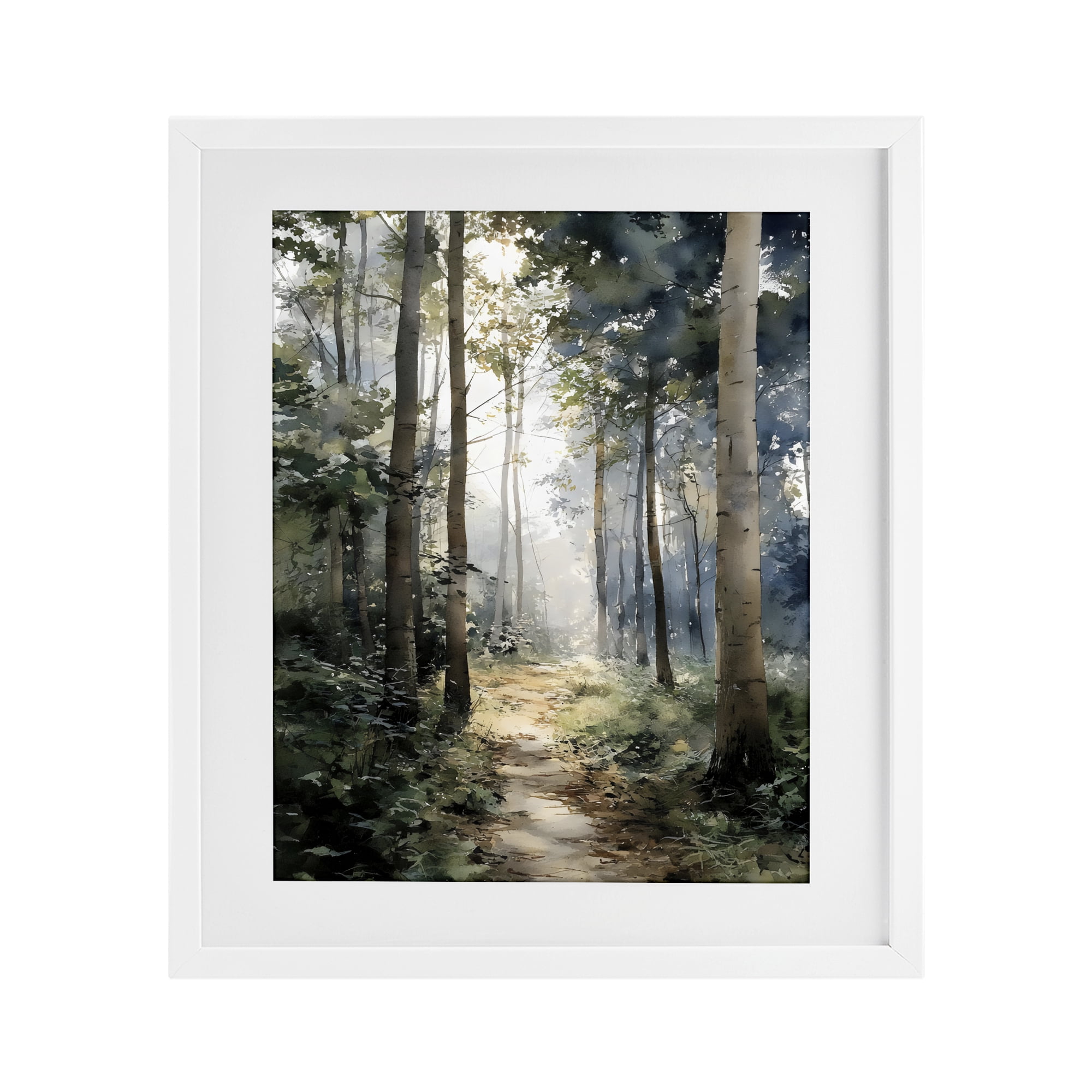 Stupell Industries Forest Path in Morning White Framed Print Under Glass, design by Franklyn Gregory