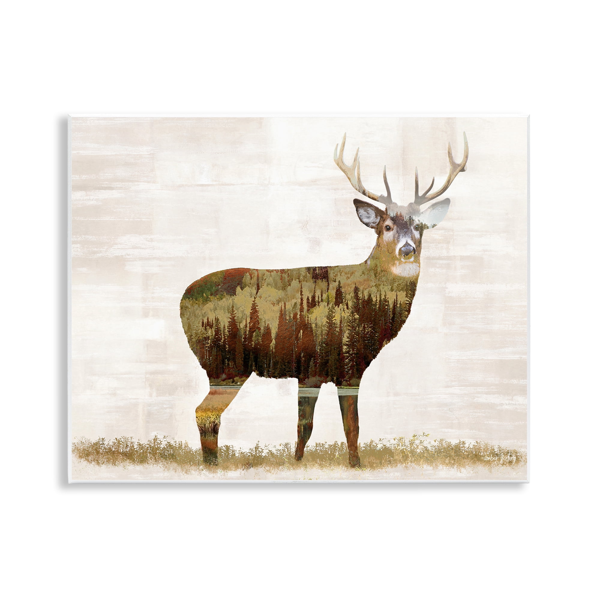 Stupell Industries Forest Pattern Deer Animals & Insects Painting Unframed Art Print Wall Art, 14 x 11
